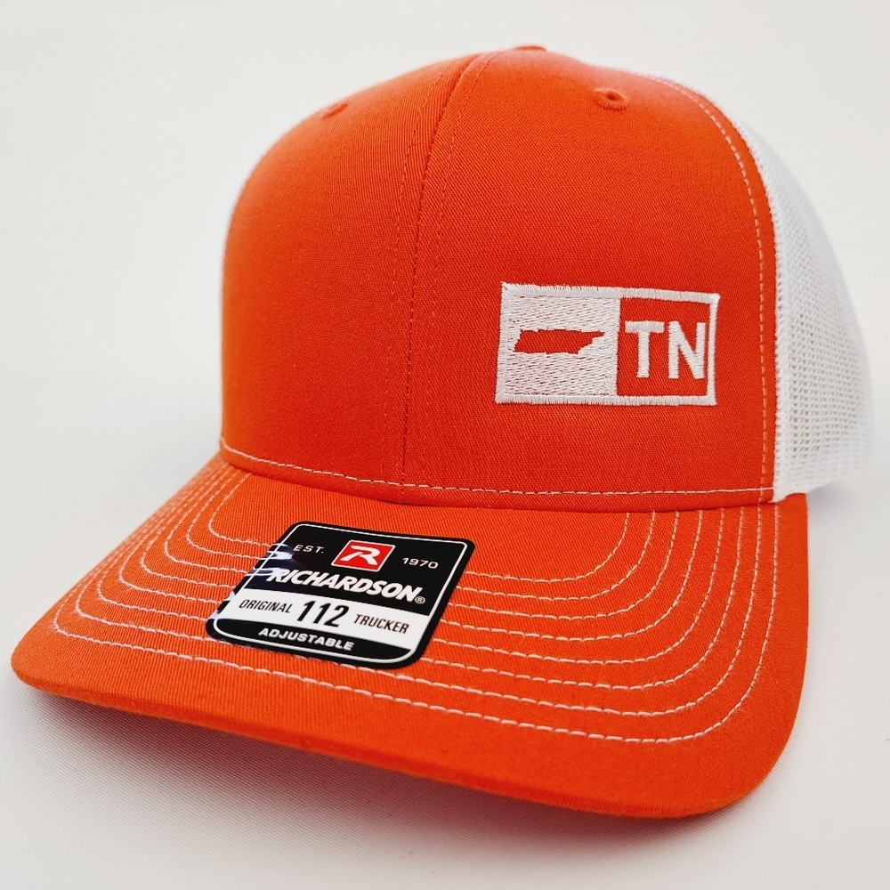 Tennessee State Richardson 112 Trucker Cap Hat Mesh Snapback Orange & White